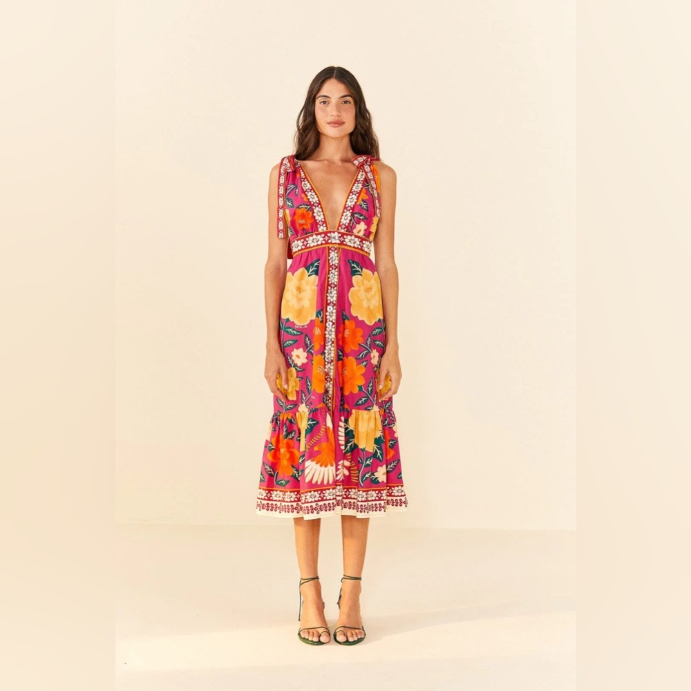 NWT Farm Rio Anthropologie Tapestry Midi Dress